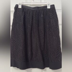 J. Crew Black Leaf Pattern A-Line Skirt